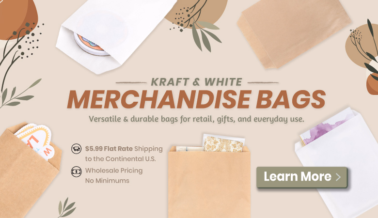 Merchandise Bags in Kraft & White