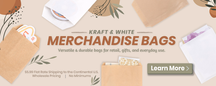Merchandise Bags in Kraft & White